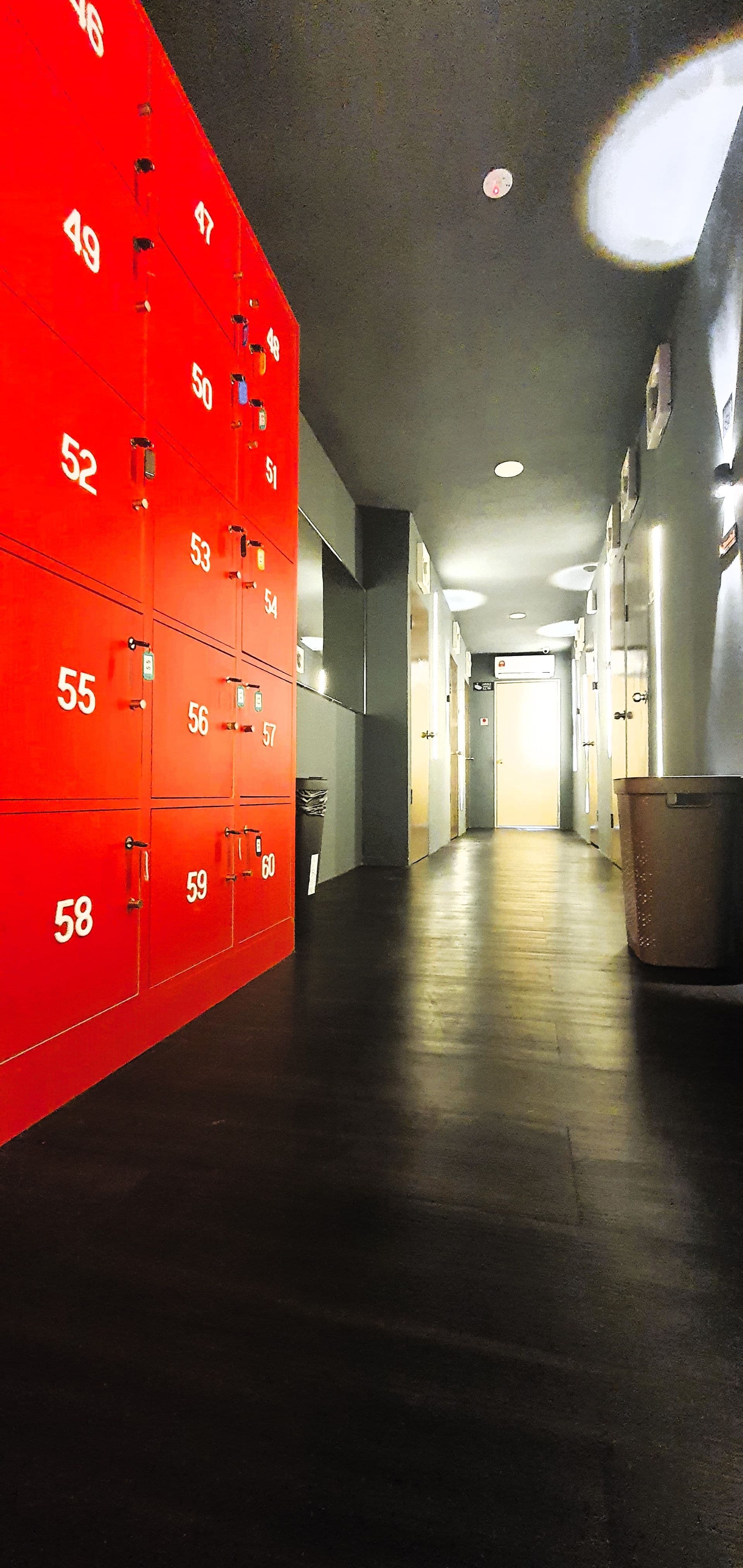Corridor with security lockers